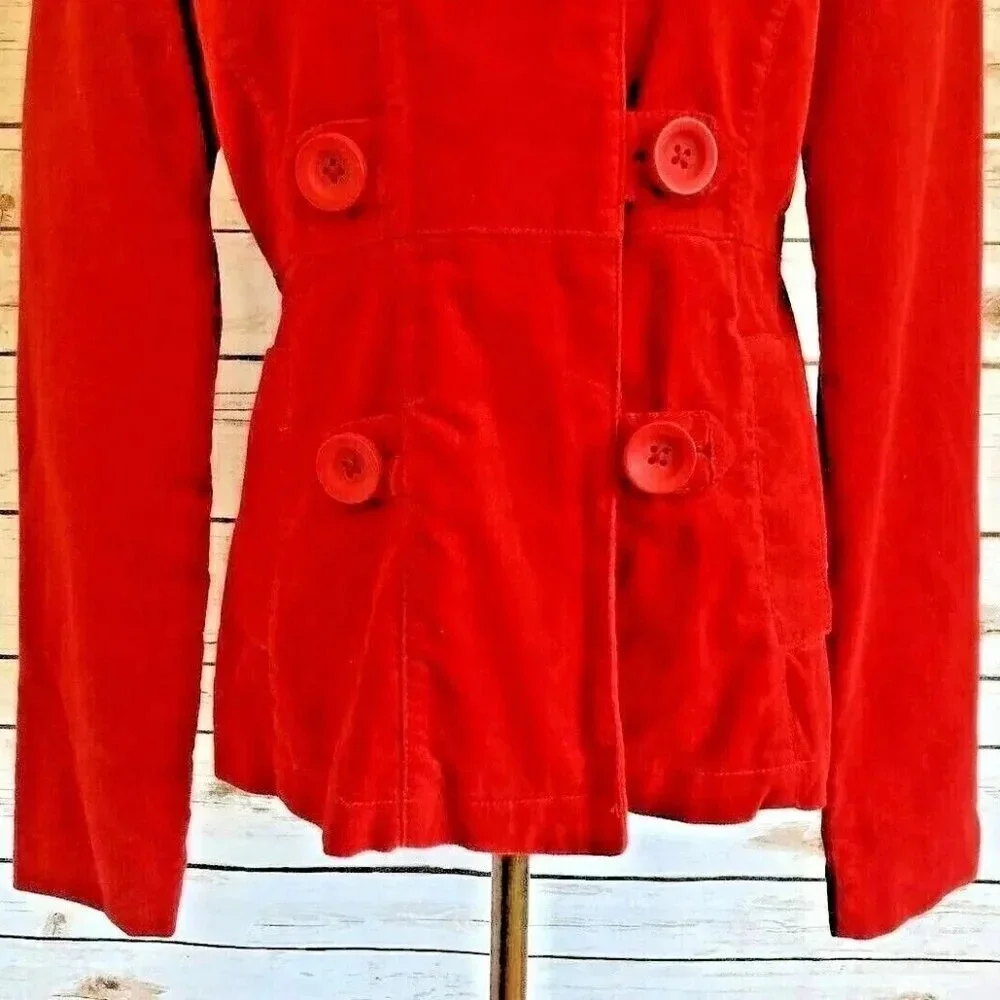 MOSSIMO Women Front Button 100% Cotton Collar Corduroy Red Coat Jacket Sz Medium - Picture 3 of 12